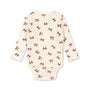 Minnie Bow Print Cotton Pointelle Baby Bodysuit